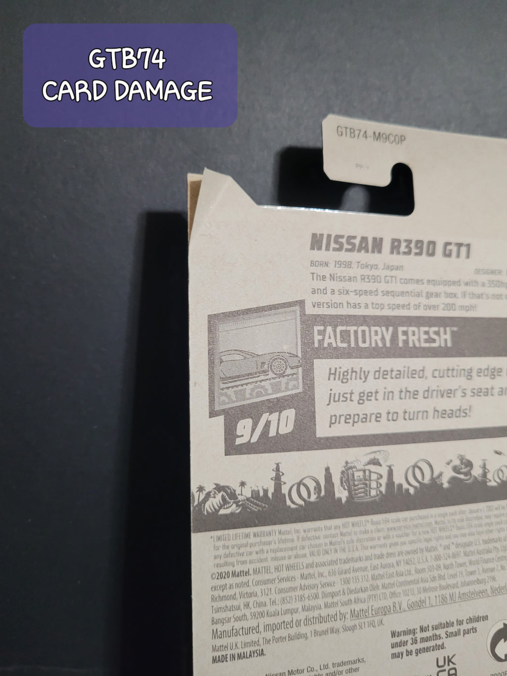 NISSAN R390 GT1 GTB74 MAROON CARD DAMAGE