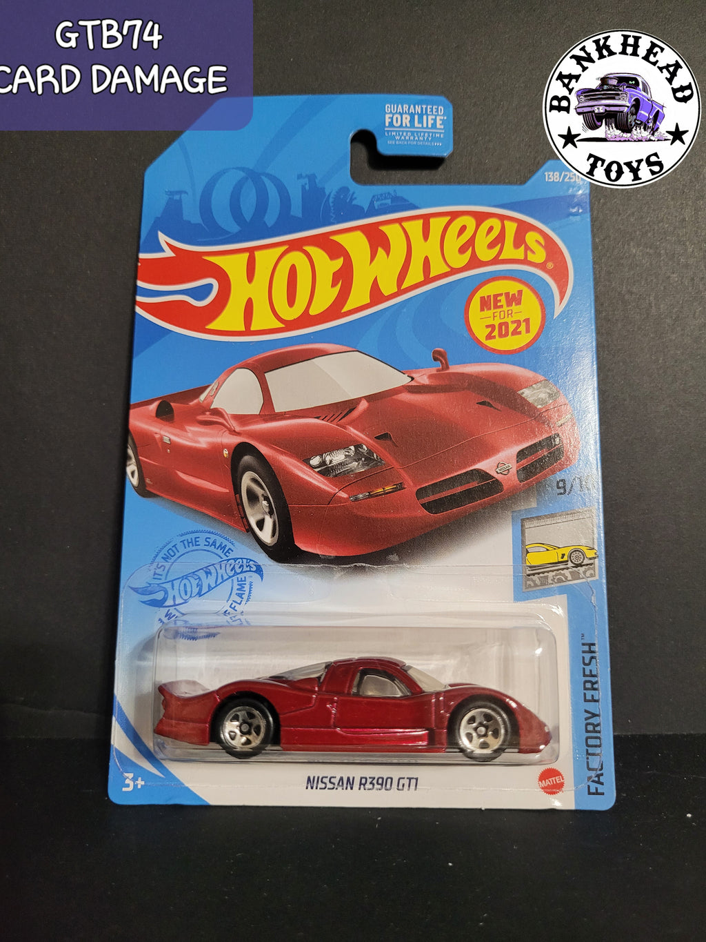 NISSAN R390 GT1 GTB74 MAROON CARD DAMAGE