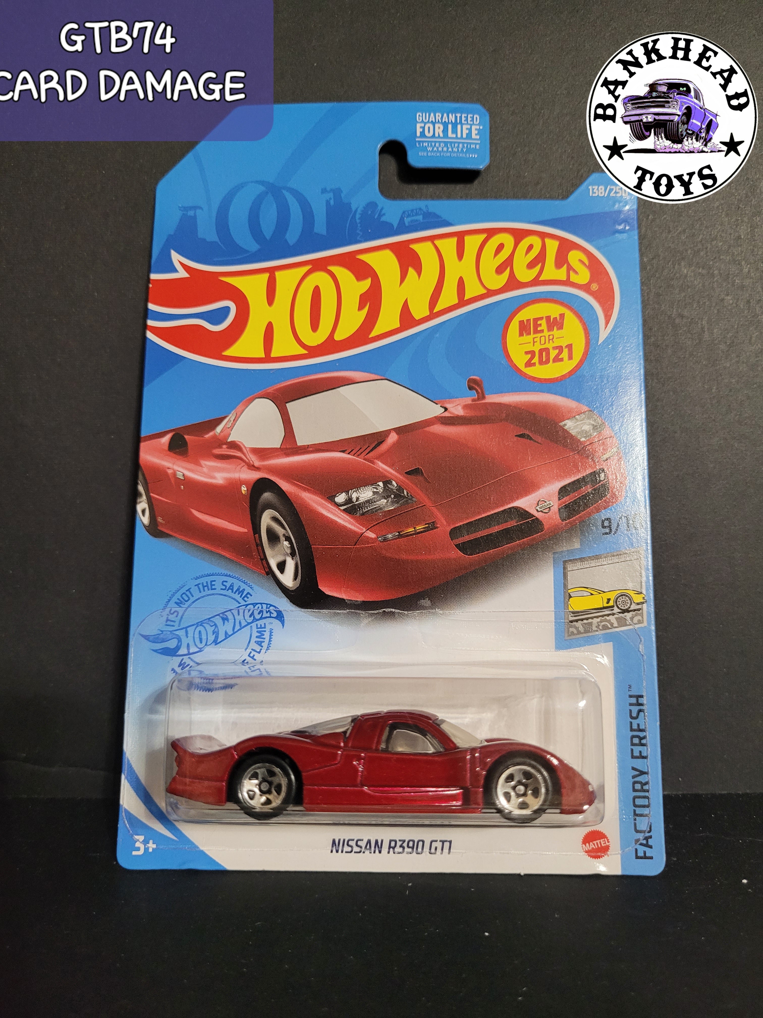 NISSAN R390 GT1 GTB74 MAROON CARD DAMAGE
